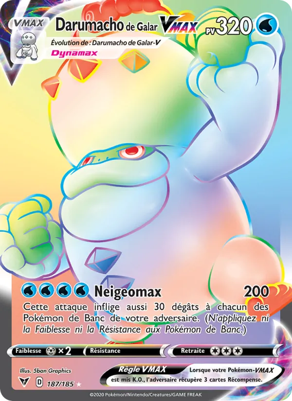Carte Pokémon Darumacho de Galar VMAX de l'extension Voltage Éclatant
