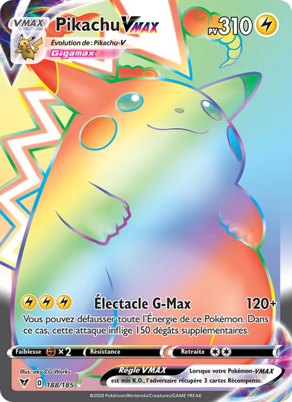 Carte Pokémon Pikachu VMAX de l'extension Voltage Éclatant