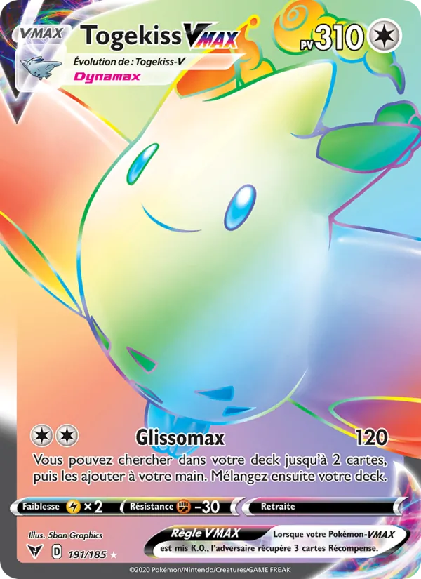 Carte Pokémon Togekiss VMAX de l'extension Voltage Éclatant