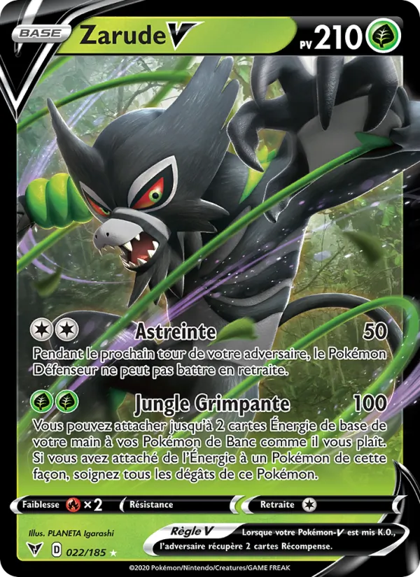 Carte Pokémon Zarude V de l'extension Voltage Éclatant