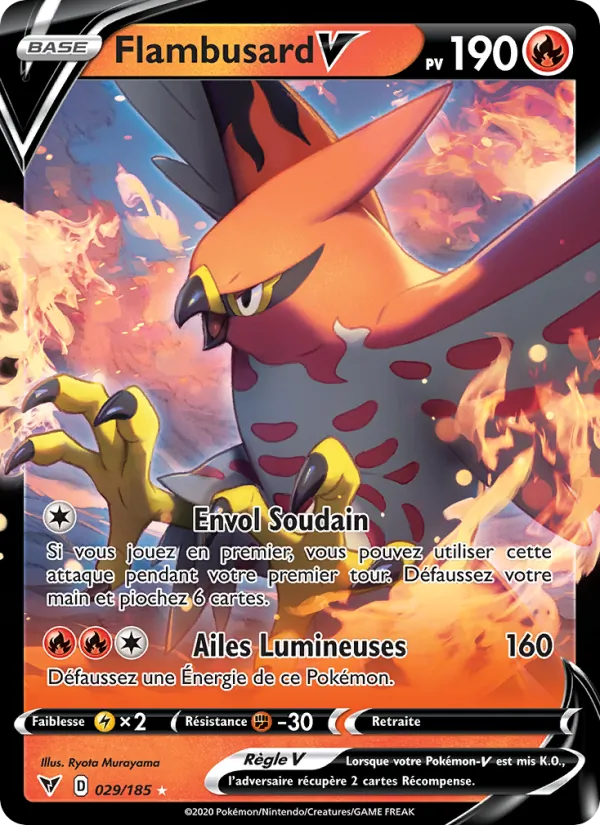 Carte Pokémon Flambusard V de l'extension Voltage Éclatant