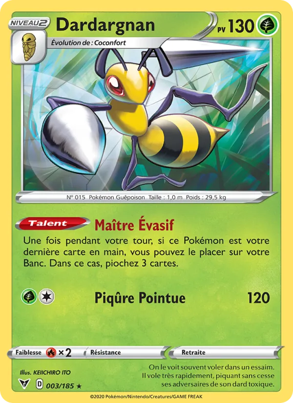 Carte Pokémon Dardargnan de l'extension Voltage Éclatant