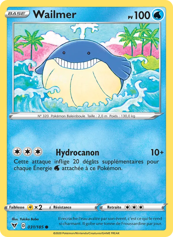 Carte Pokémon Wailmer de l'extension Voltage Éclatant