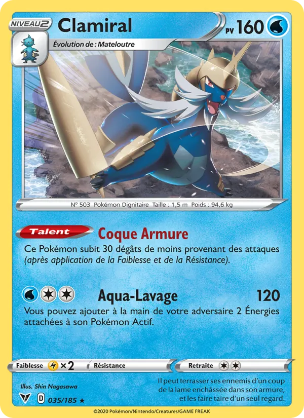 Carte Pokémon Clamiral de l'extension Voltage Éclatant