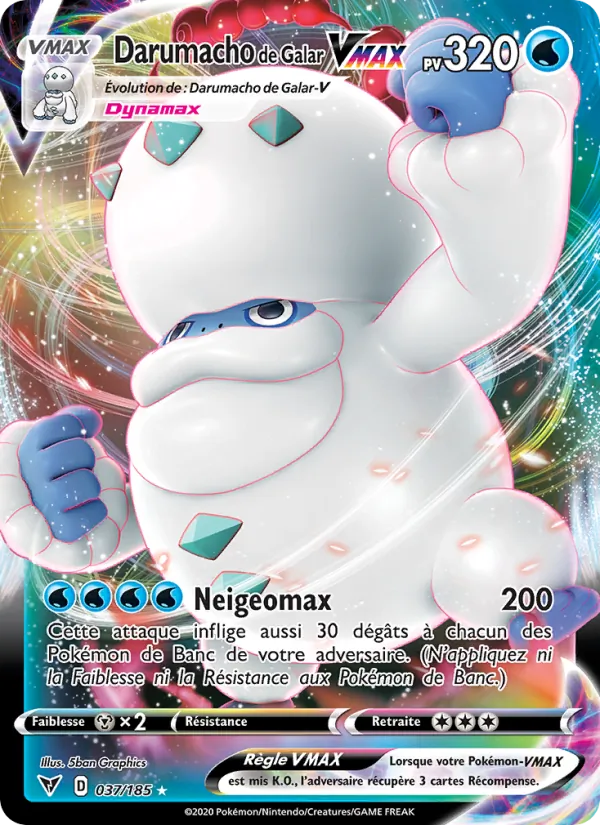 Carte Pokémon Darumacho de Galar VMAX de l'extension Voltage Éclatant
