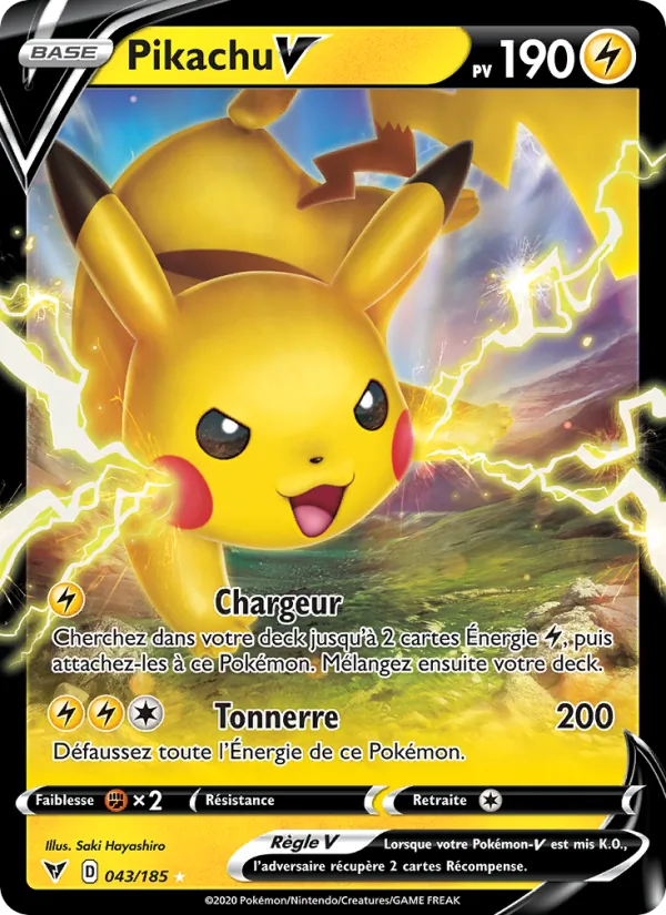Carte Pokémon Pikachu V de l'extension Voltage Éclatant