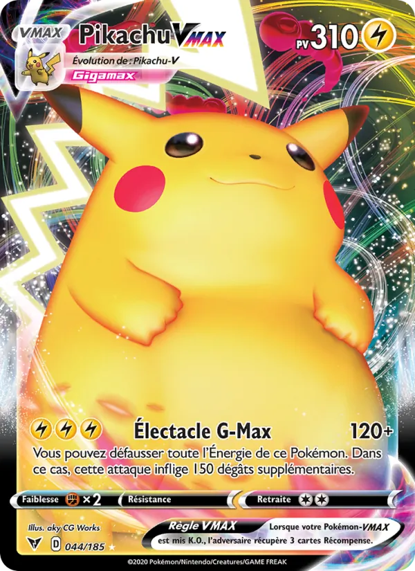 Carte Pokémon Pikachu VMAX de l'extension Voltage Éclatant