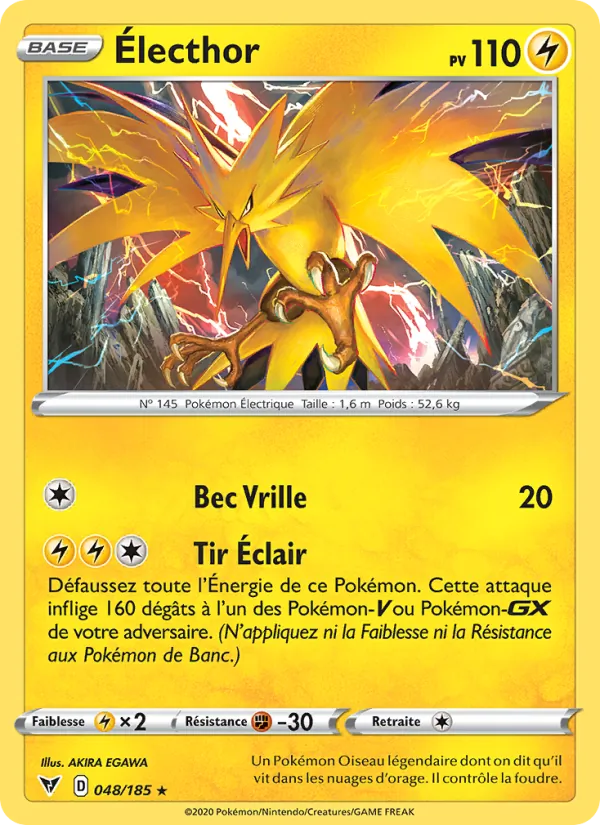 Carte Pokémon Électhor de l'extension Voltage Éclatant