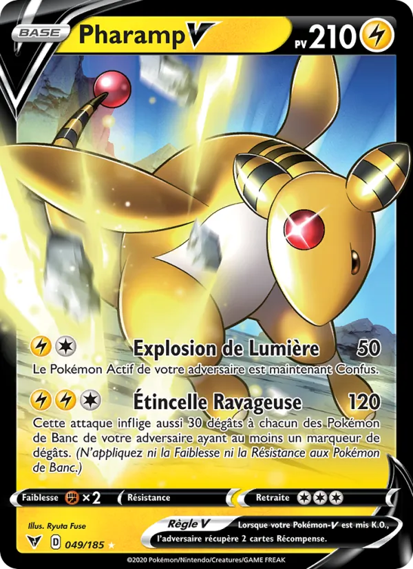Carte Pokémon Pharamp V de l'extension Voltage Éclatant