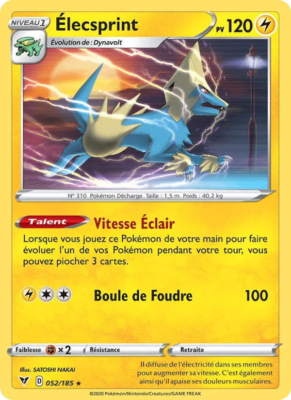 Carte Pokémon Élecsprint de l'extension Voltage Éclatant
