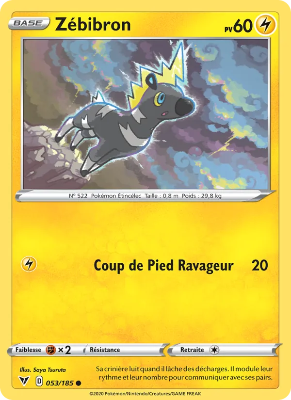 Carte Pokémon Zébibron de l'extension Voltage Éclatant