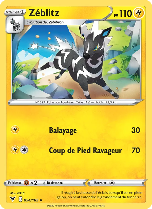 Carte Pokémon Zéblitz de l'extension Voltage Éclatant