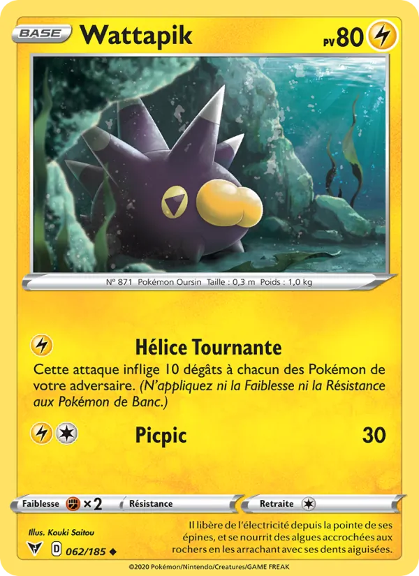 Carte Pokémon Wattapik de l'extension Voltage Éclatant