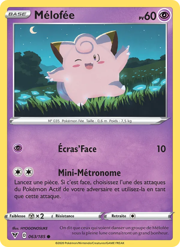 Carte Pokémon Mélofée de l'extension Voltage Éclatant