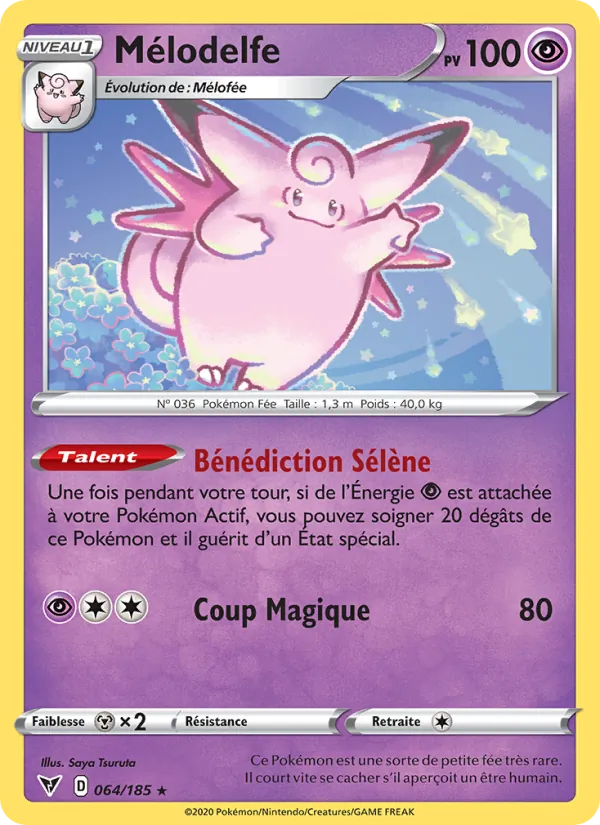 Carte Pokémon Mélodelfe de l'extension Voltage Éclatant