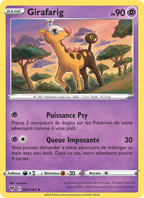 Carte Pokémon Girafarig de l'extension Voltage Éclatant