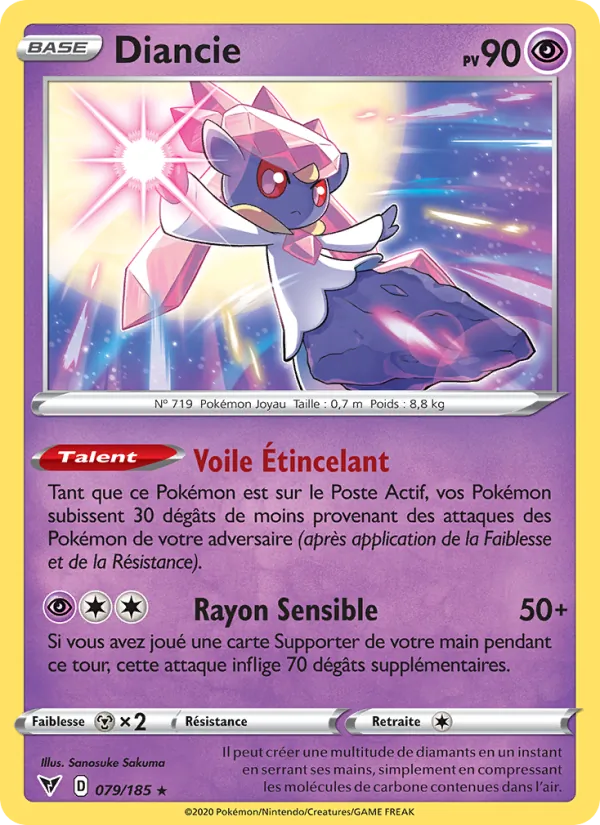 Carte Pokémon Diancie de l'extension Voltage Éclatant