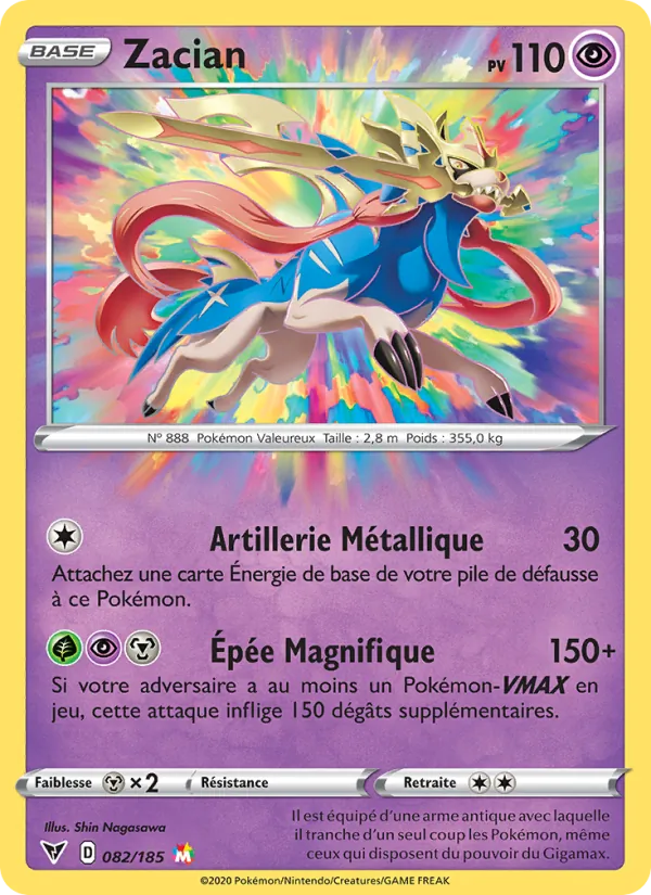 Carte Pokémon Zacian de l'extension Voltage Éclatant