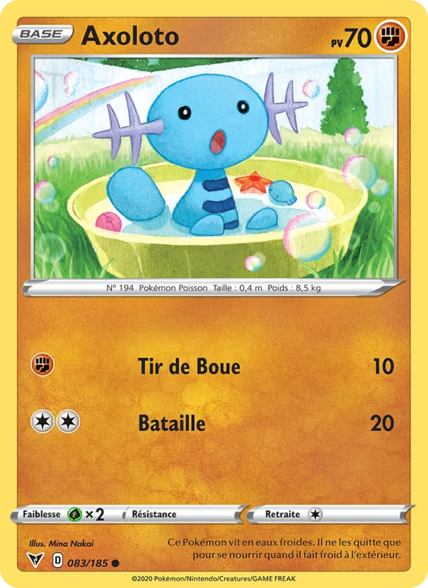 Carte Pokémon Axoloto de l'extension Voltage Éclatant