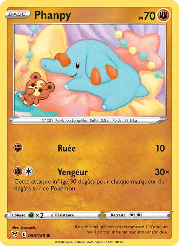 Carte Pokémon Phanpy de l'extension Voltage Éclatant