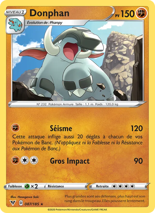 Carte Pokémon Donphan de l'extension Voltage Éclatant