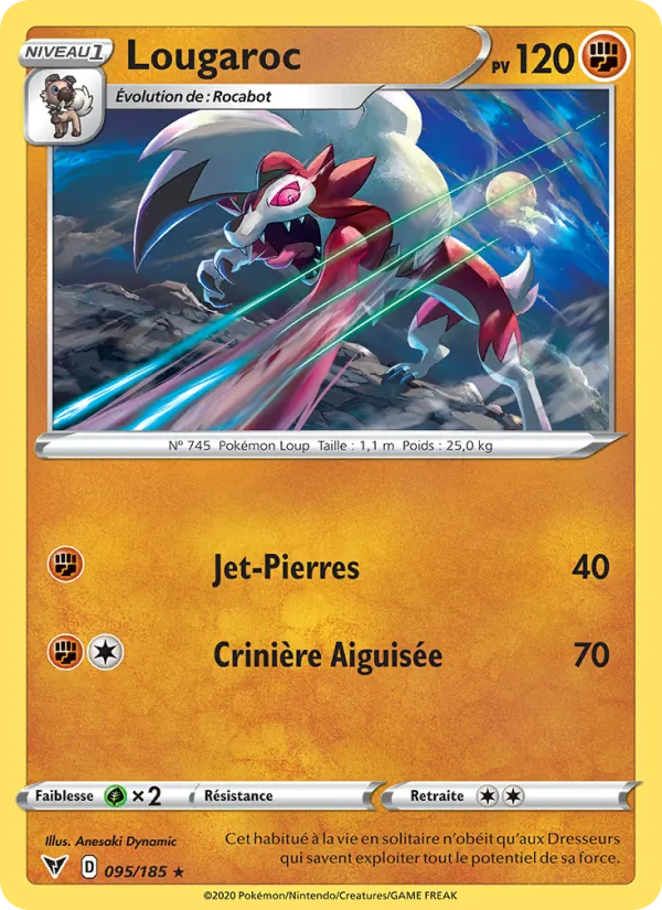 Carte Pokémon Lougaroc de l'extension Voltage Éclatant