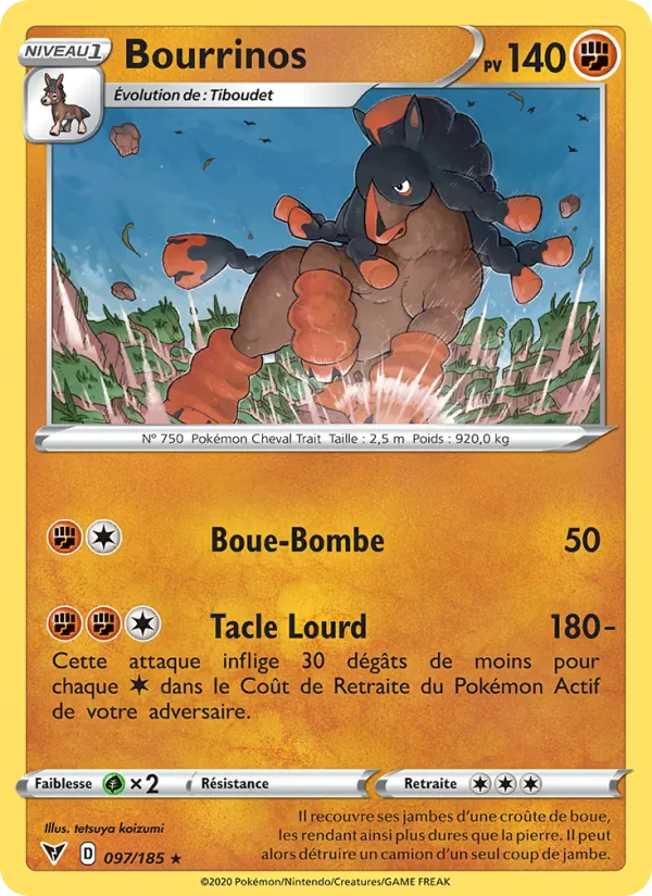 Carte Pokémon Bourrinos de l'extension Voltage Éclatant