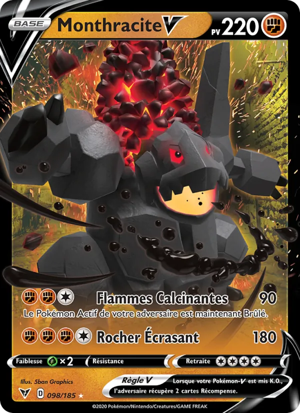 Carte Pokémon Monthracite V de l'extension Voltage Éclatant