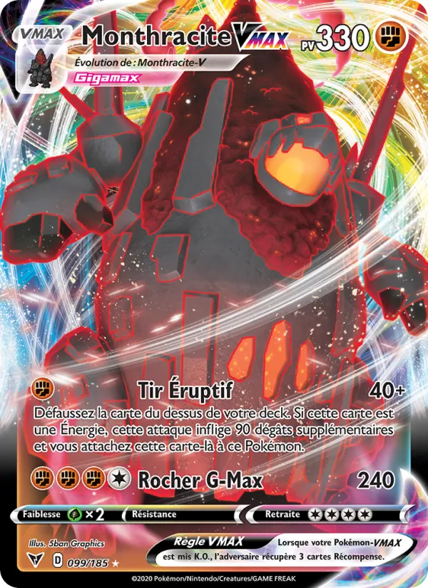 Carte Pokémon Monthracite VMAX de l'extension Voltage Éclatant