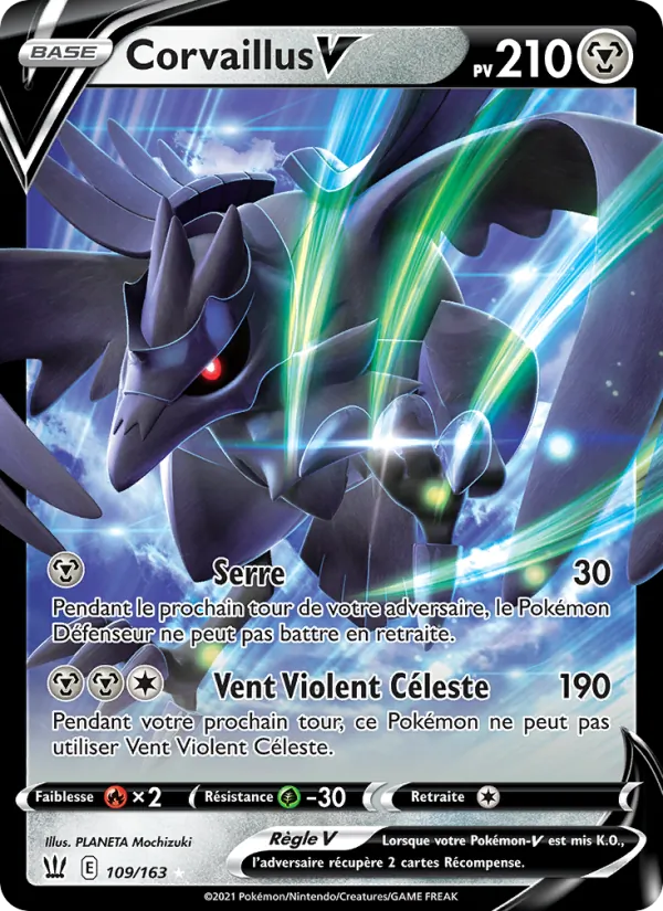 Carte Pokémon Corvaillus V de l'extension Styles de combat