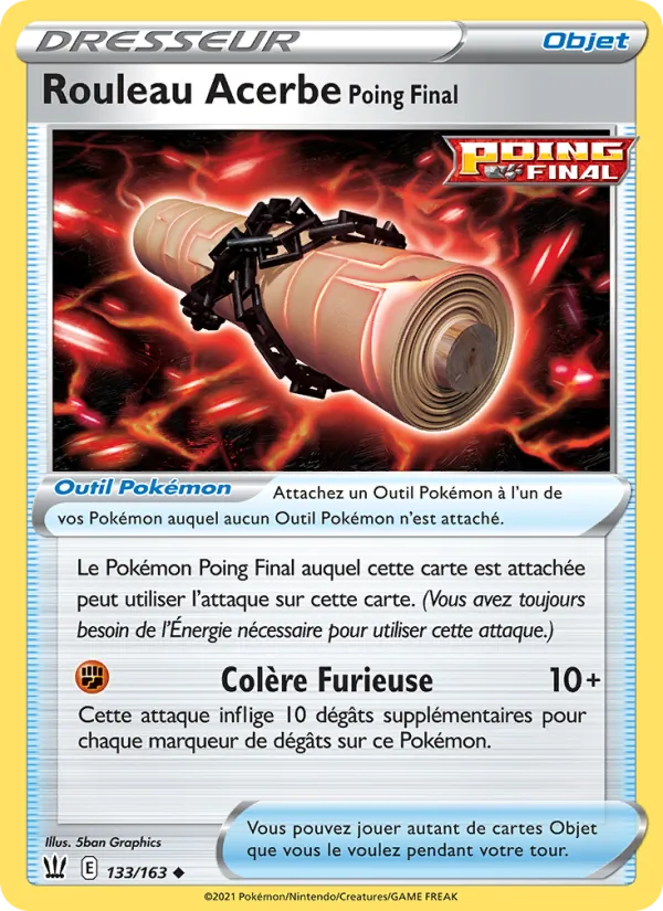 Carte Pokémon Rouleau Acerbe Poing Final de l'extension Styles de combat