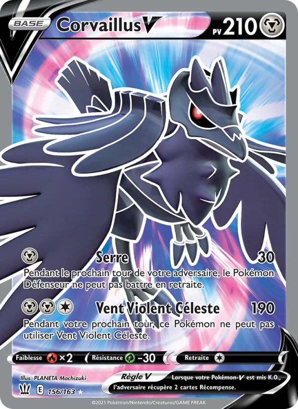 Carte Pokémon Corvaillus V de l'extension Styles de combat