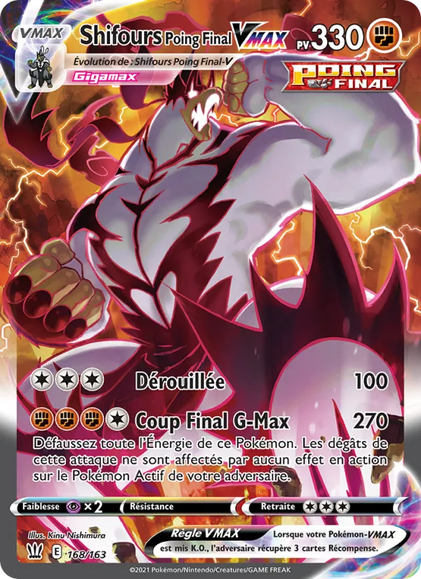 Carte Pokémon Shifours Poing Final VMAX de l'extension Styles de combat