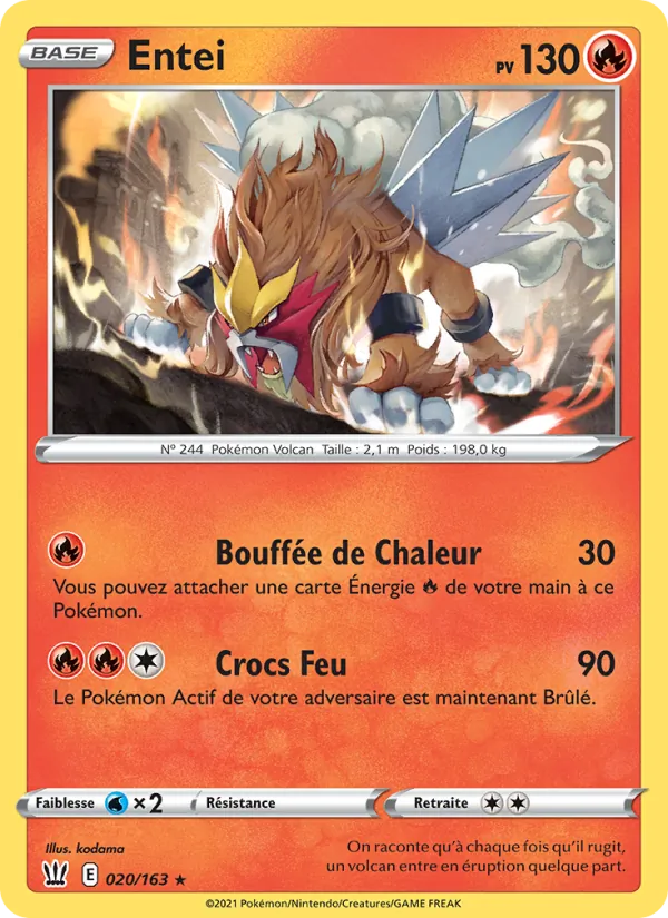 Carte Pokémon Entei de l'extension Styles de combat