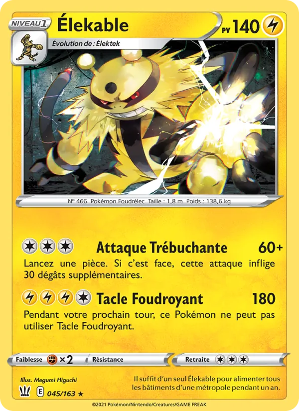 Carte Pokémon Élekable de l'extension Styles de combat