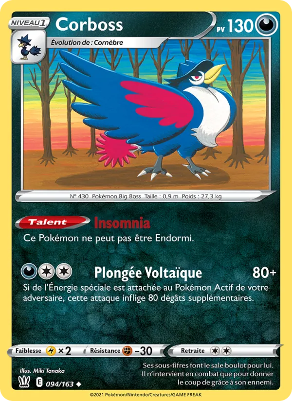 Carte Pokémon Corboss de l'extension Styles de combat