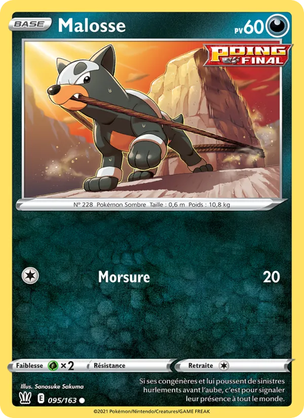 Carte Pokémon Malosse de l'extension Styles de combat