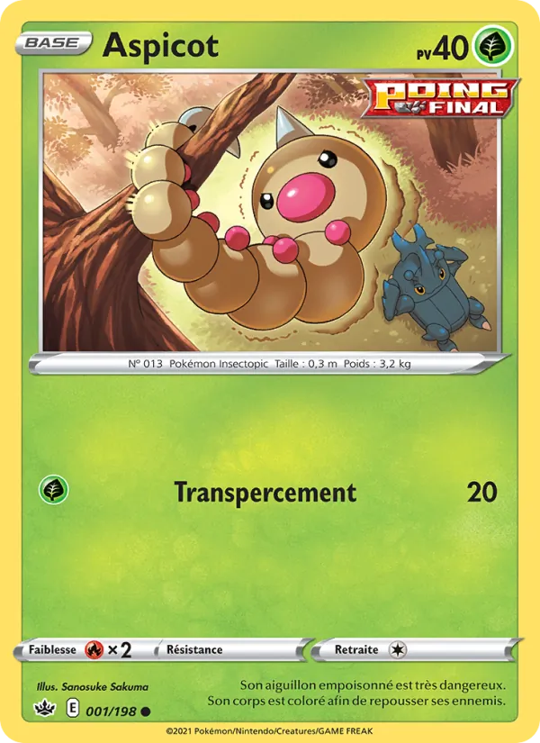 Carte Pokémon Aspicot de l'extension Règne de Glace