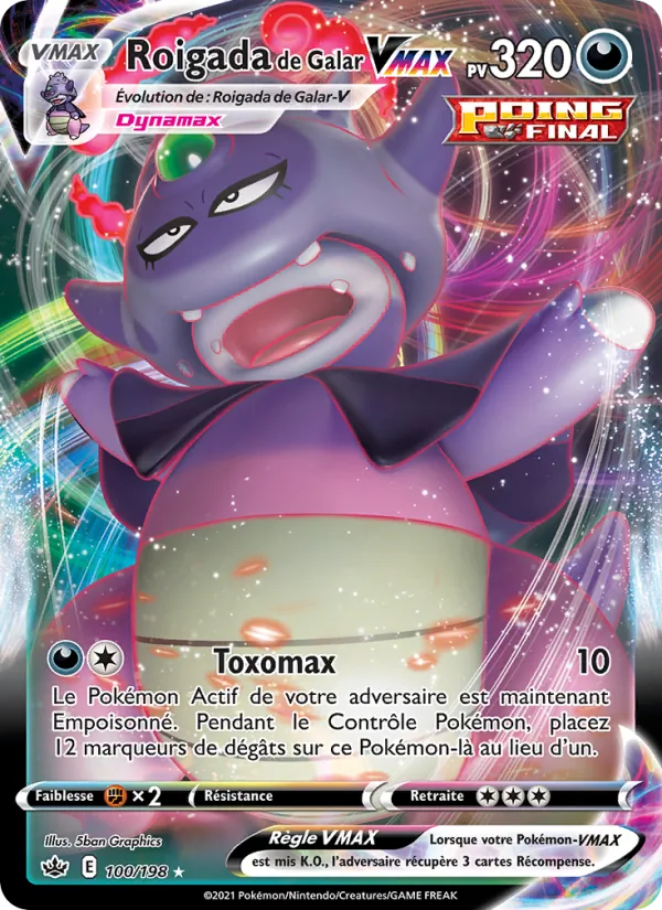 Carte Pokémon Roigada de Galar VMAX de l'extension Règne de Glace