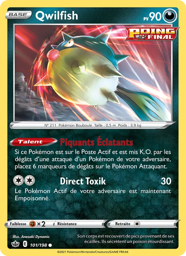 Carte Pokémon Qwilfish de l'extension Règne de Glace