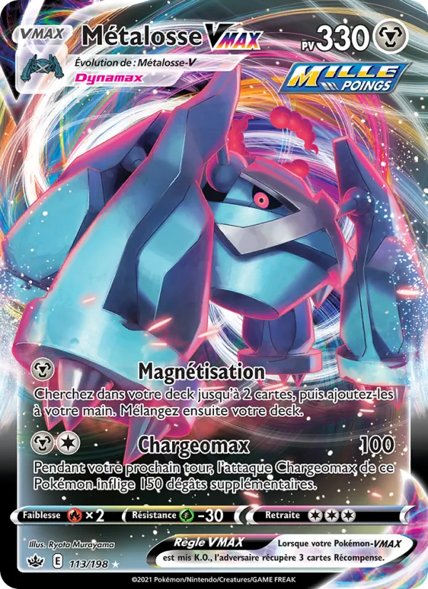Carte Pokémon Métalosse VMAX de l'extension Règne de Glace
