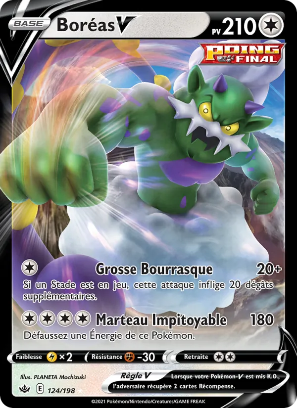 Carte Pokémon Boréas V de l'extension Règne de Glace