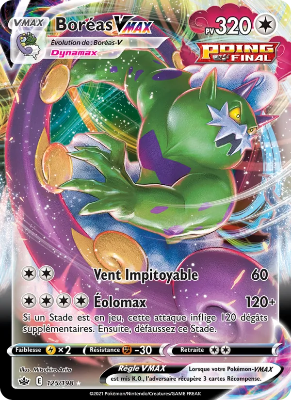 Carte Pokémon Boréas VMAX de l'extension Règne de Glace