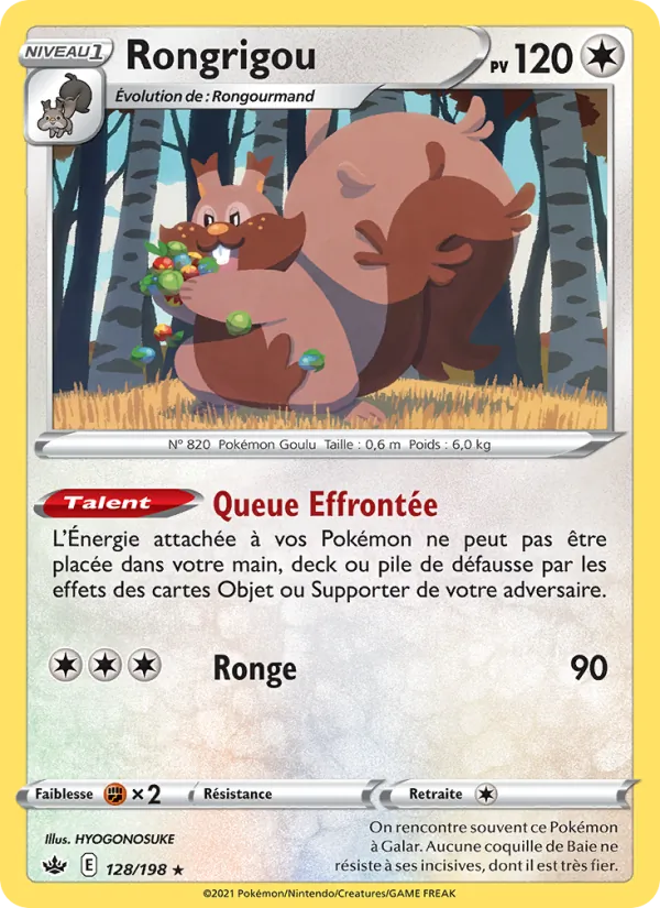 Carte Pokémon Rongrigou de l'extension Règne de Glace