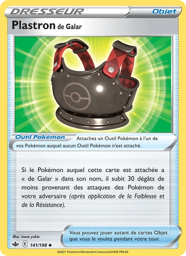 Carte Pokémon Plastron de Galar de l'extension Règne de Glace