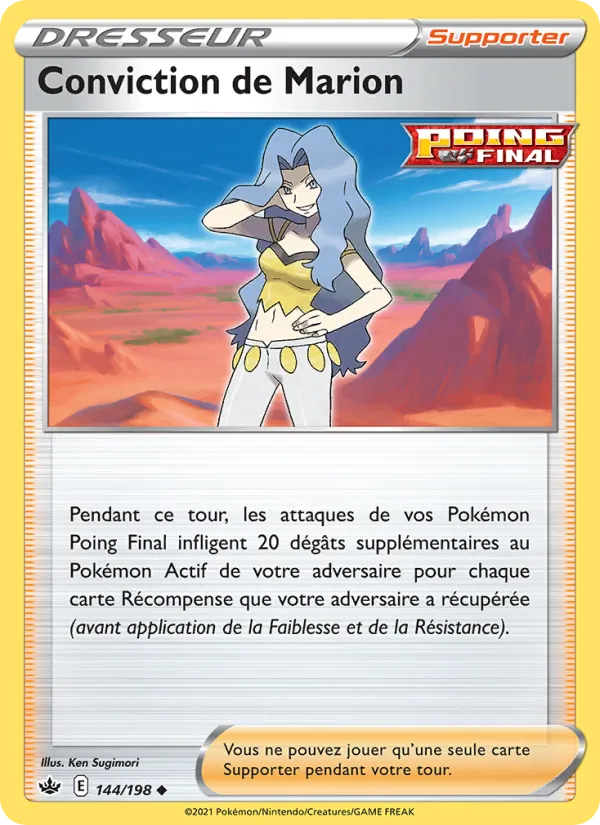 Carte Pokémon Conviction de Marion de l'extension Règne de Glace