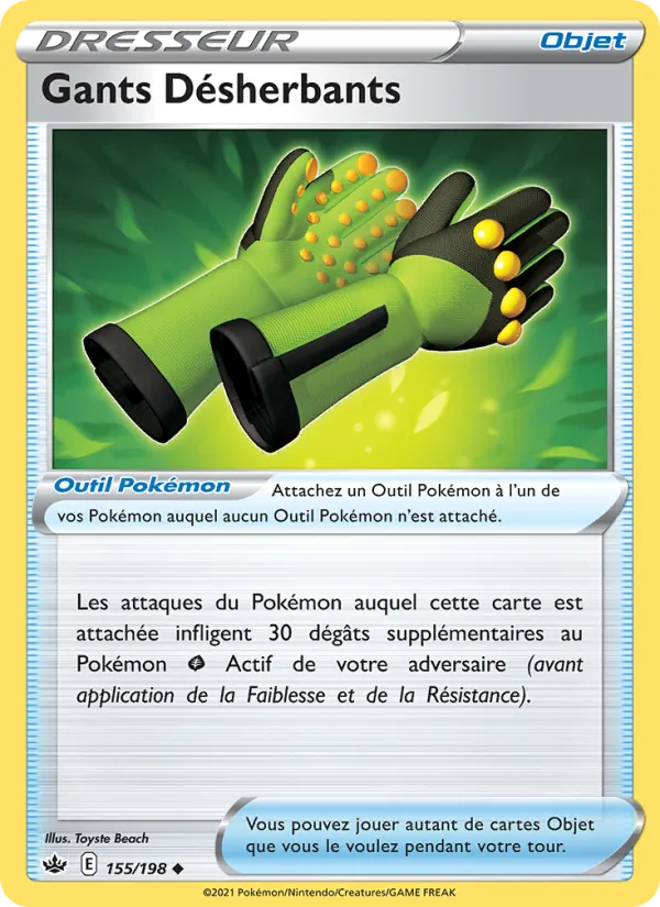 Carte Pokémon Gants Désherbants de l'extension Règne de Glace