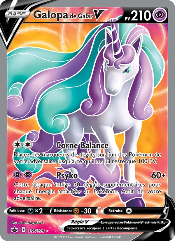 Carte Pokémon Galopa de Galar V de l'extension Règne de Glace