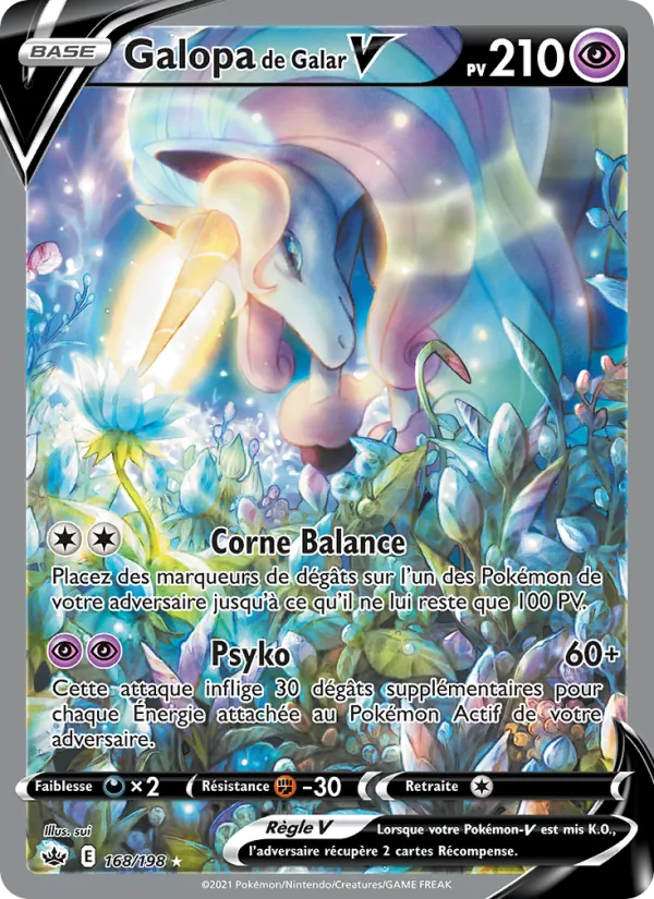 Carte Pokémon Galopa de Galar V de l'extension Règne de Glace