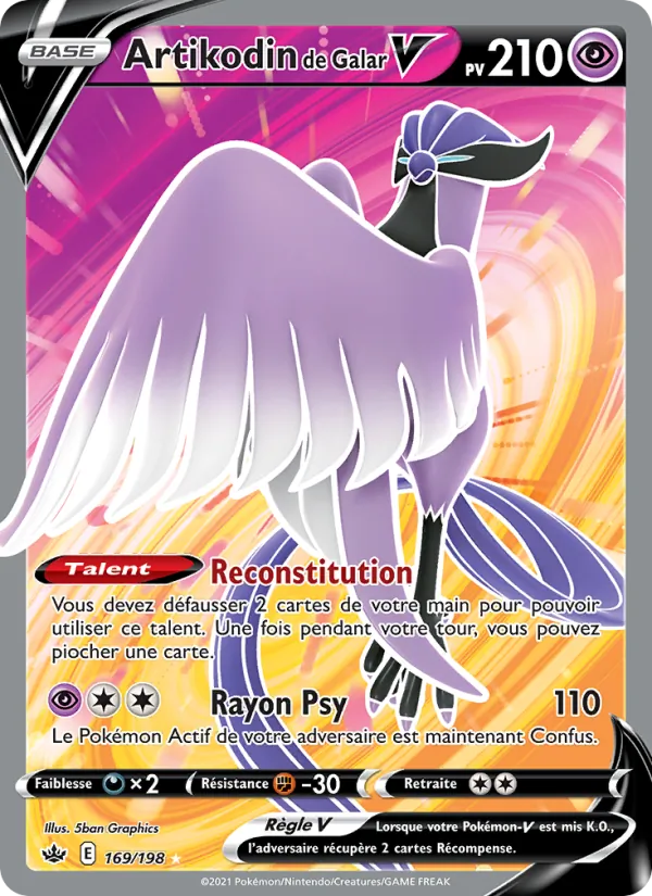 Carte Pokémon Artikodin de Galar V de l'extension Règne de Glace